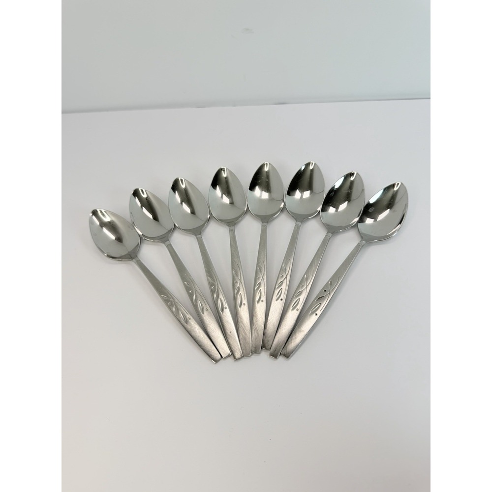 ONEIDA Heirloom Cube Mark WILL O' WISP Stainless 6-1/8" Teaspoons Set Of 8